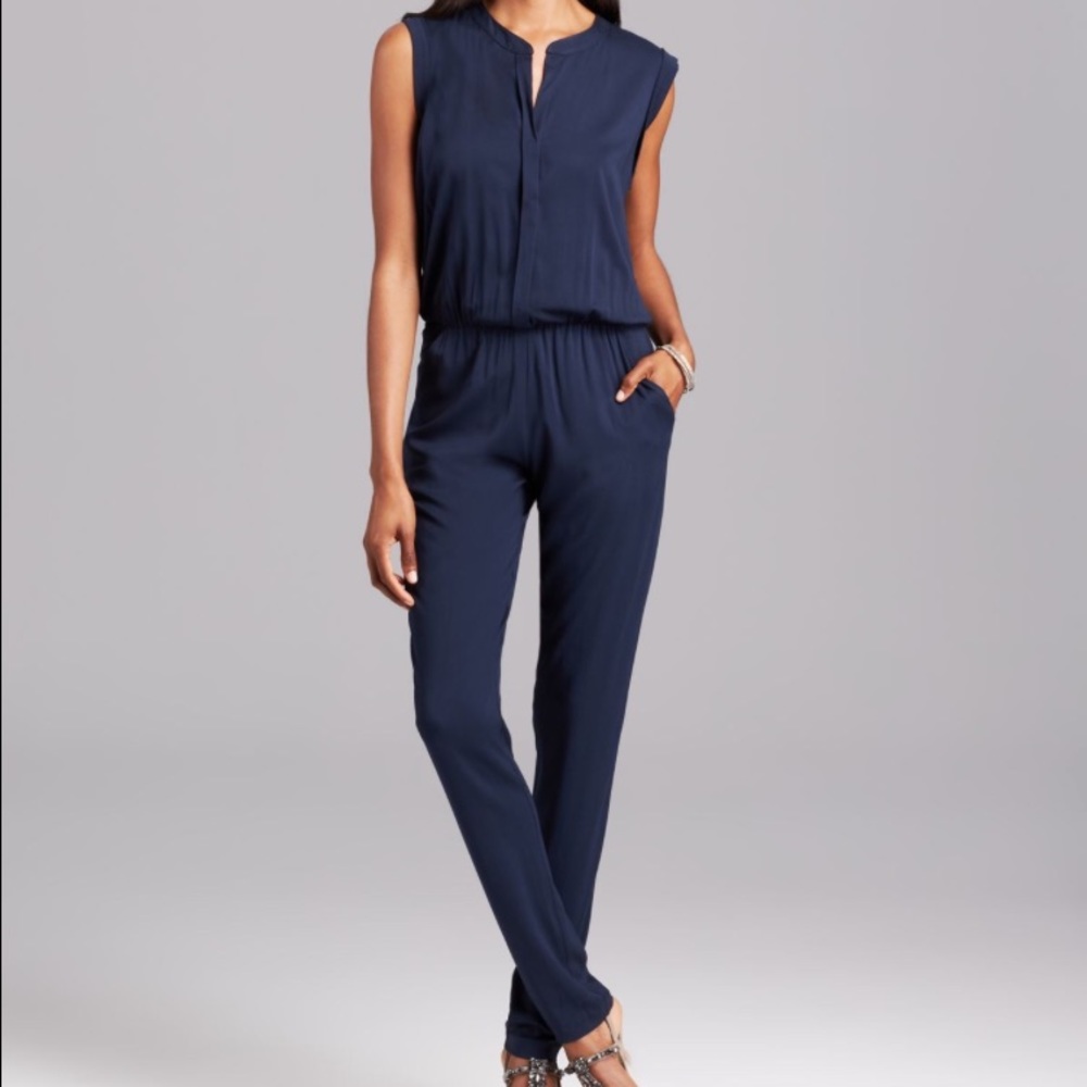 Black Halo Navy Blue Dusk Jumpsuit Slinky Romper